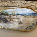 Beach decoupage oyster shell