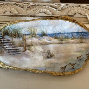 Beach decoupage oyster shell